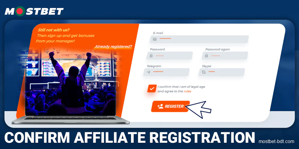 Confirm Mostbet BD affiliate program registration