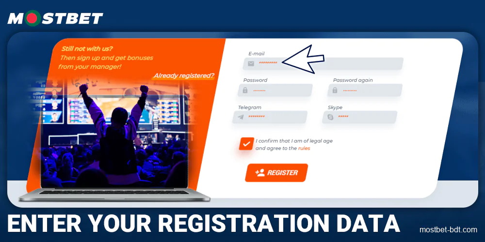 Enter registration data at Mostbet BD