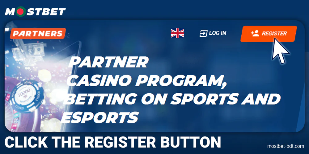 Click the registration button at Mostbet BD