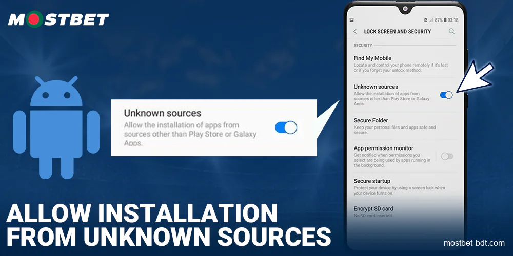 Allow installation of the Mostbet BD app