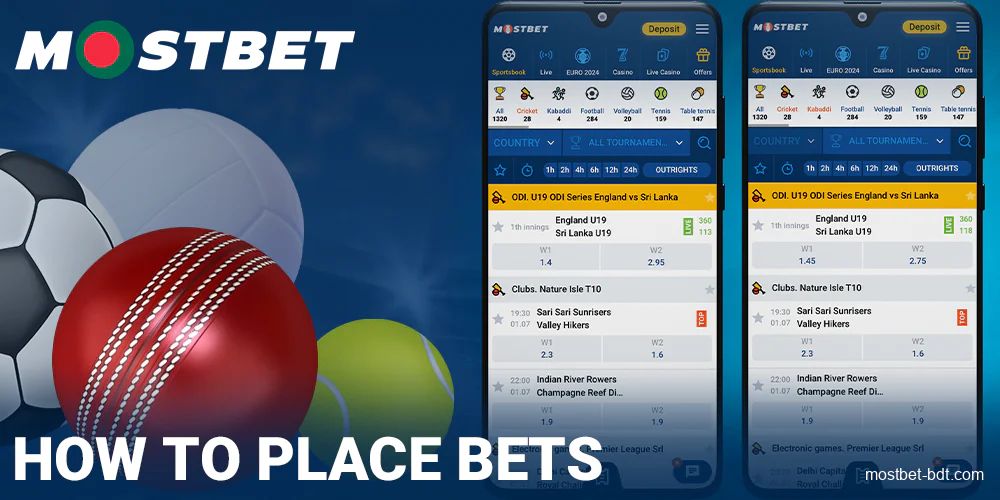 Place a bet at Mostbet BD app