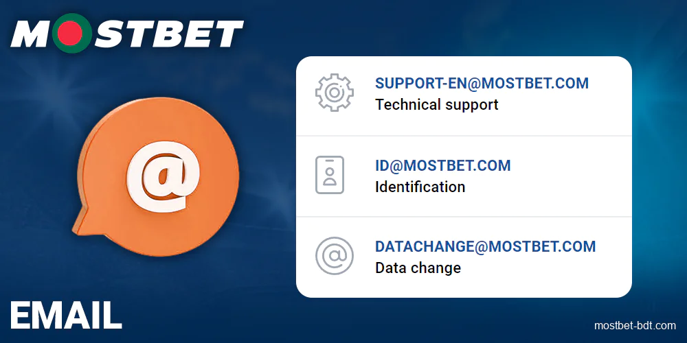 Contact via email at Mostbet BD