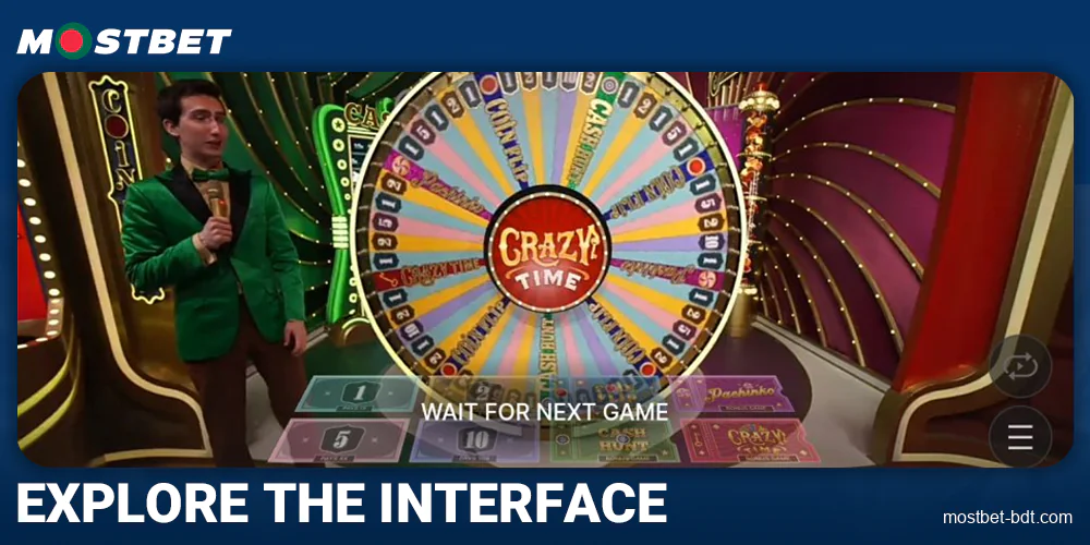 Explore the Crazy Time interface at Mostbet BD