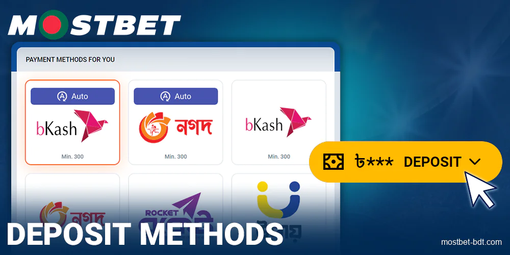 Deposit methods at Mostbet Bangladesh