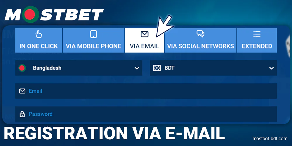 Email registration at Mostbet for Bangladeshis