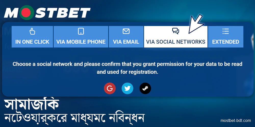 Mostbet BD-এ সামাজিক নেটওয়ার্কের মাধ্যমে নিবন্ধন