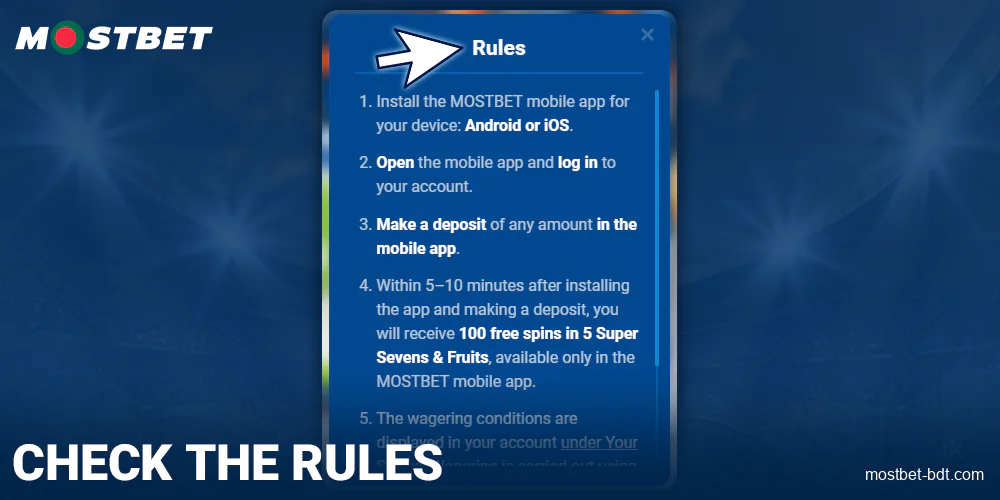 Learn the rules for getting freespins at Mostbet BD