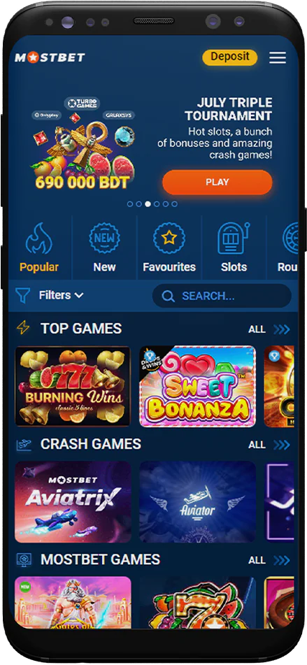 Screenshot of Casino Mostbet Bangladesh